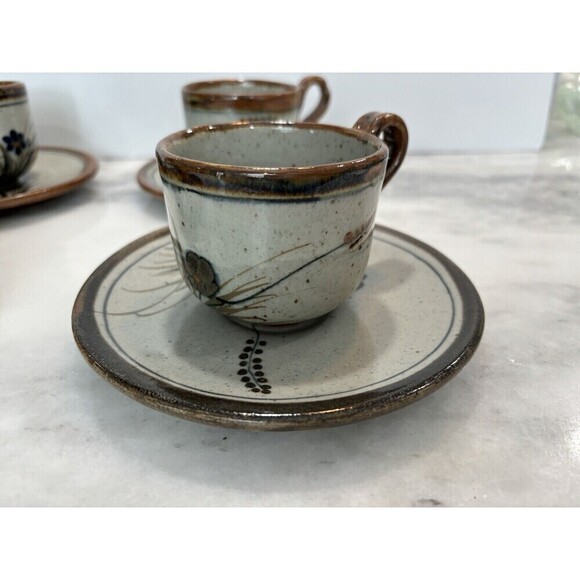 XOCHIQUETZAL Tonala Butterfly 4 Cups & Saucers by Teresa Duran Mexican Pottery - Picture 3 of 15